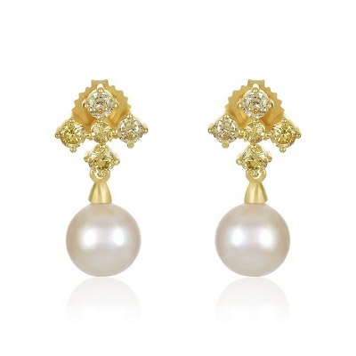 pearl and diamond stud earrings